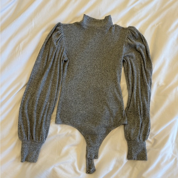Express Ballon Sleeve Ribbed Sweater Bodysuit - Picture 6 of 7